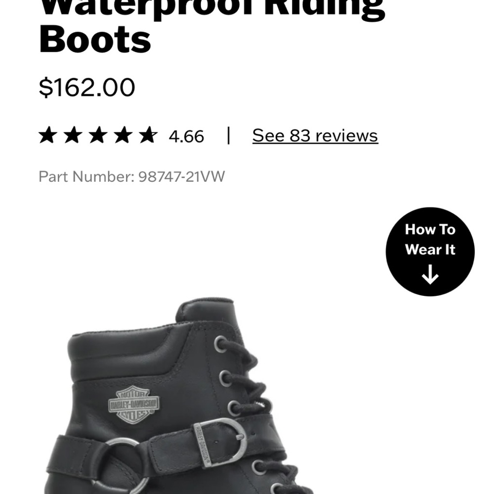 Harley-Davidson Black Waterproof Riding Boots